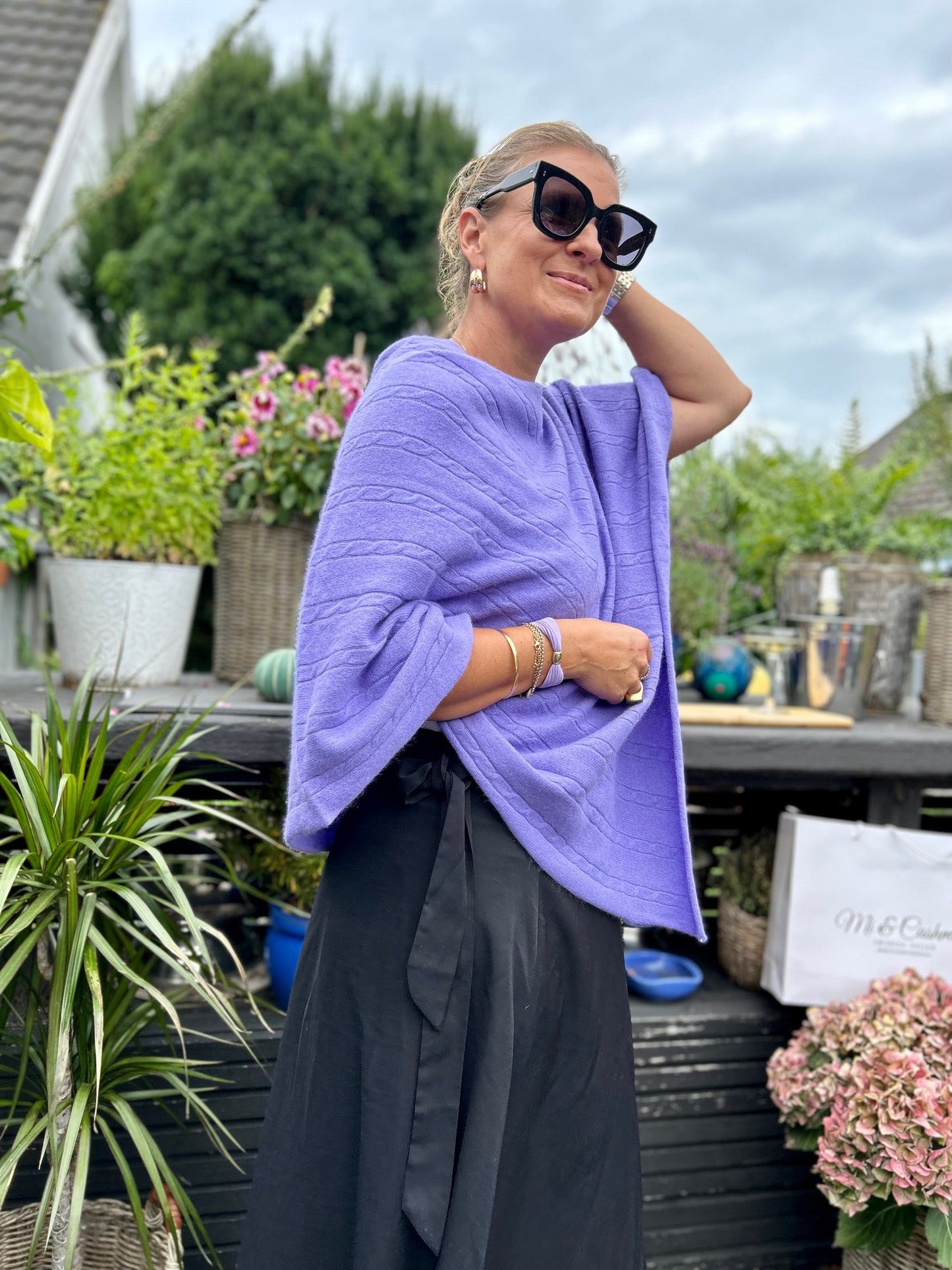 Cashmere Poncho - Kabel Stickad