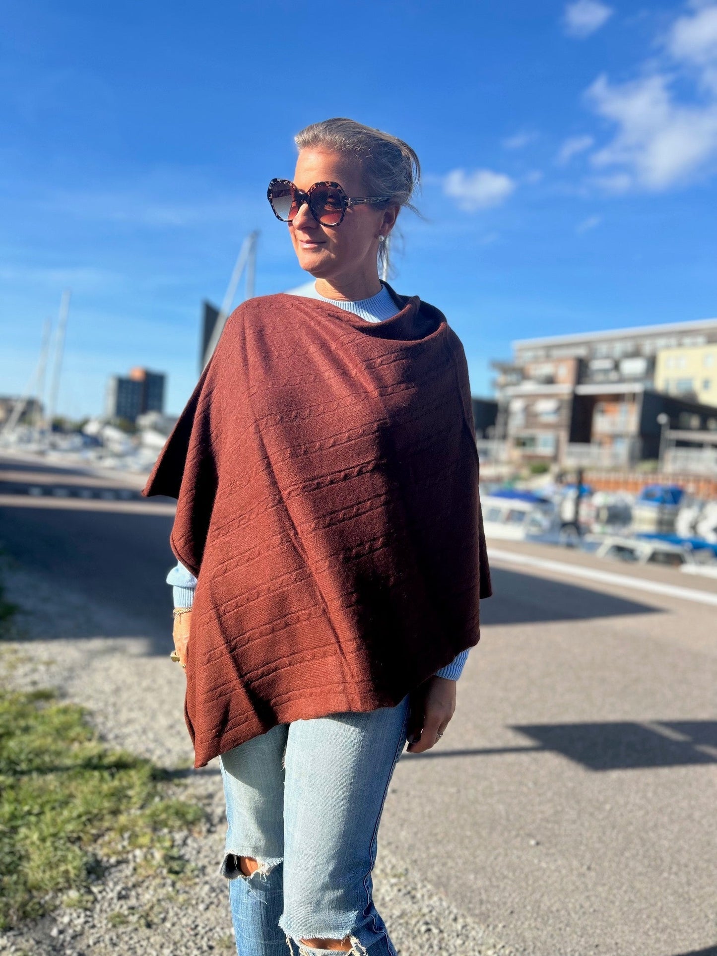 Cashmere Poncho - Kabel Stickad