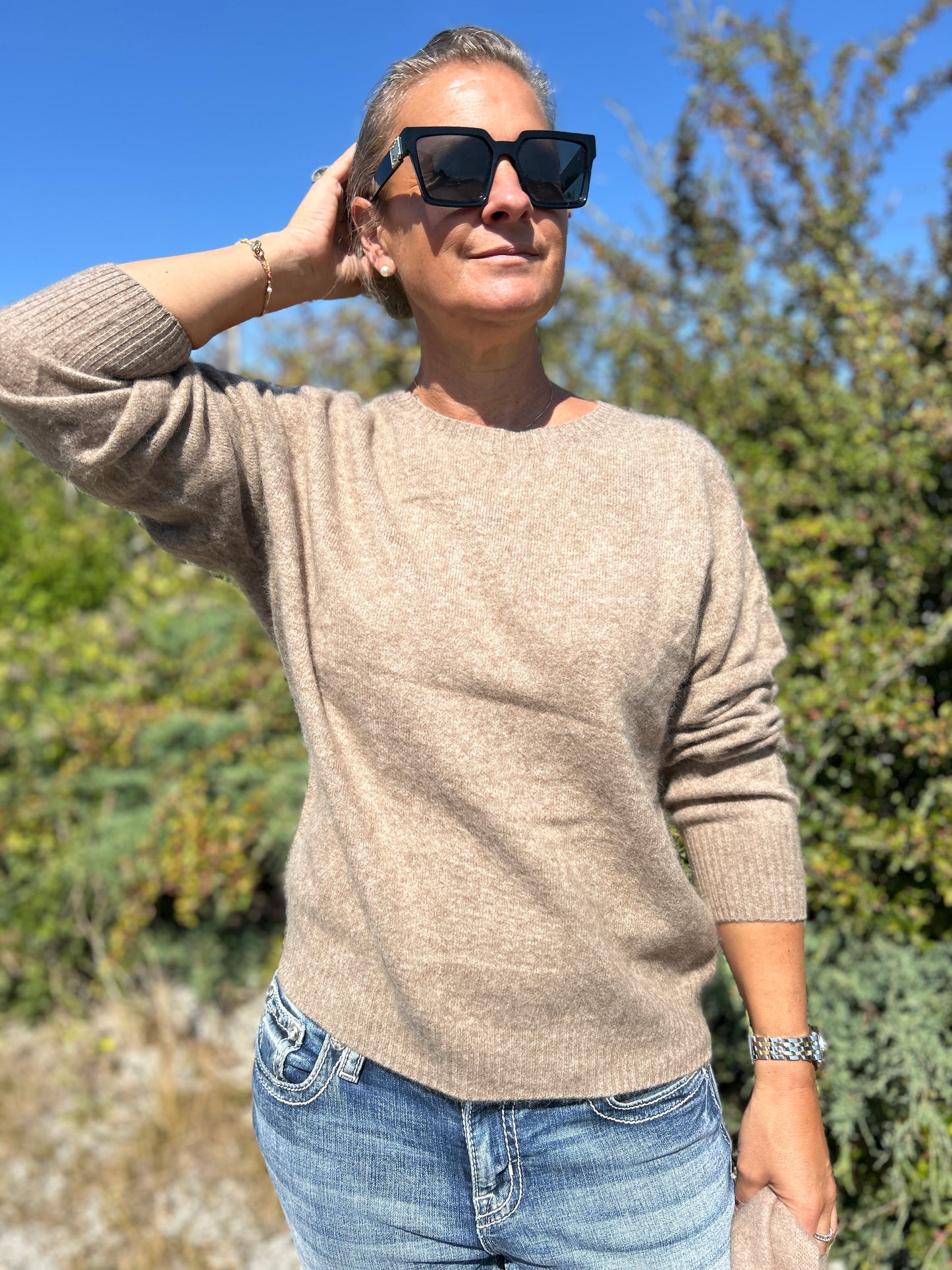 Nyhet! Borstad Kashmirtröja rund hals - Madeleine