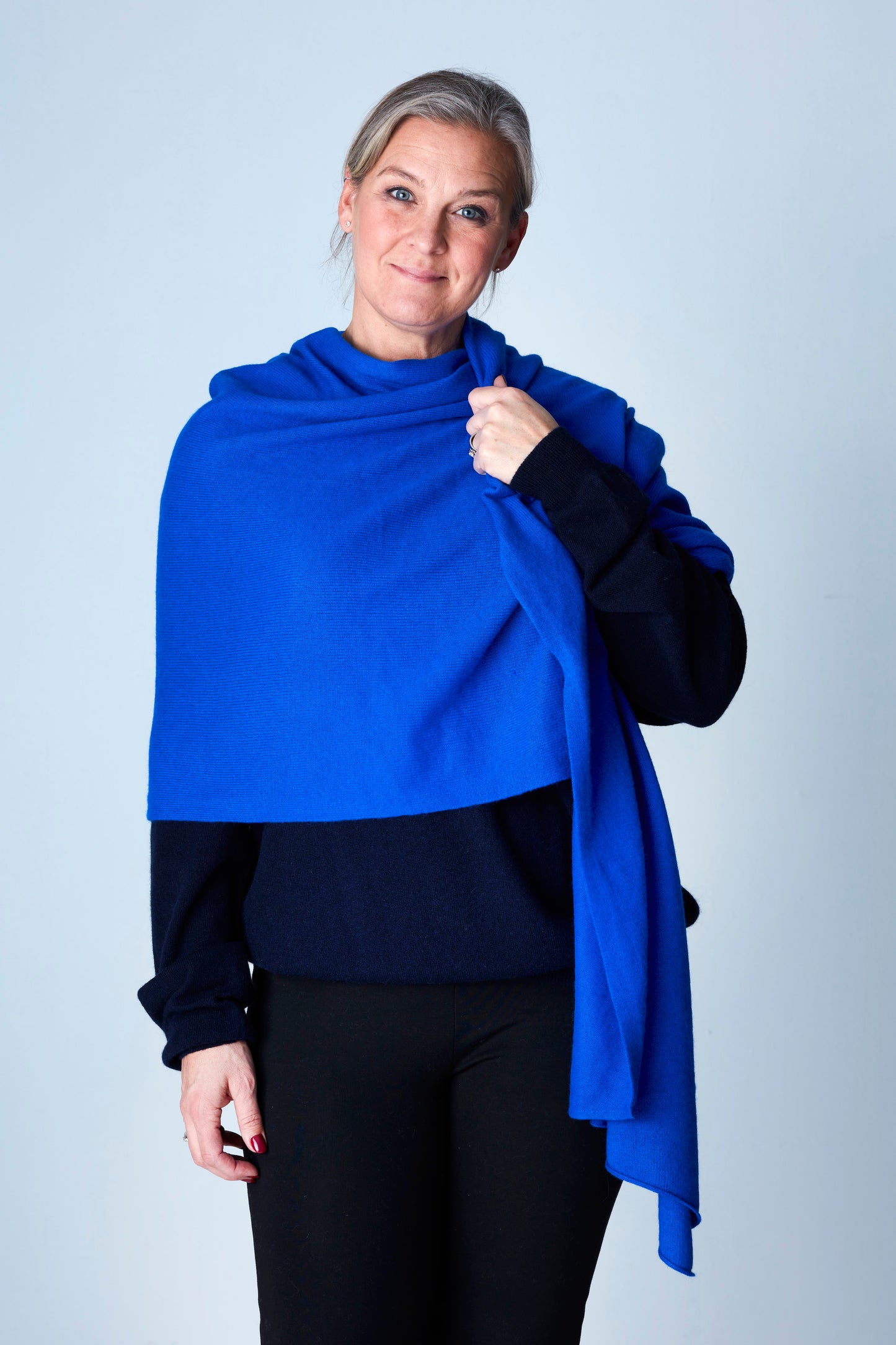 Cobalt Blue Classic big Scarf Cashmere
