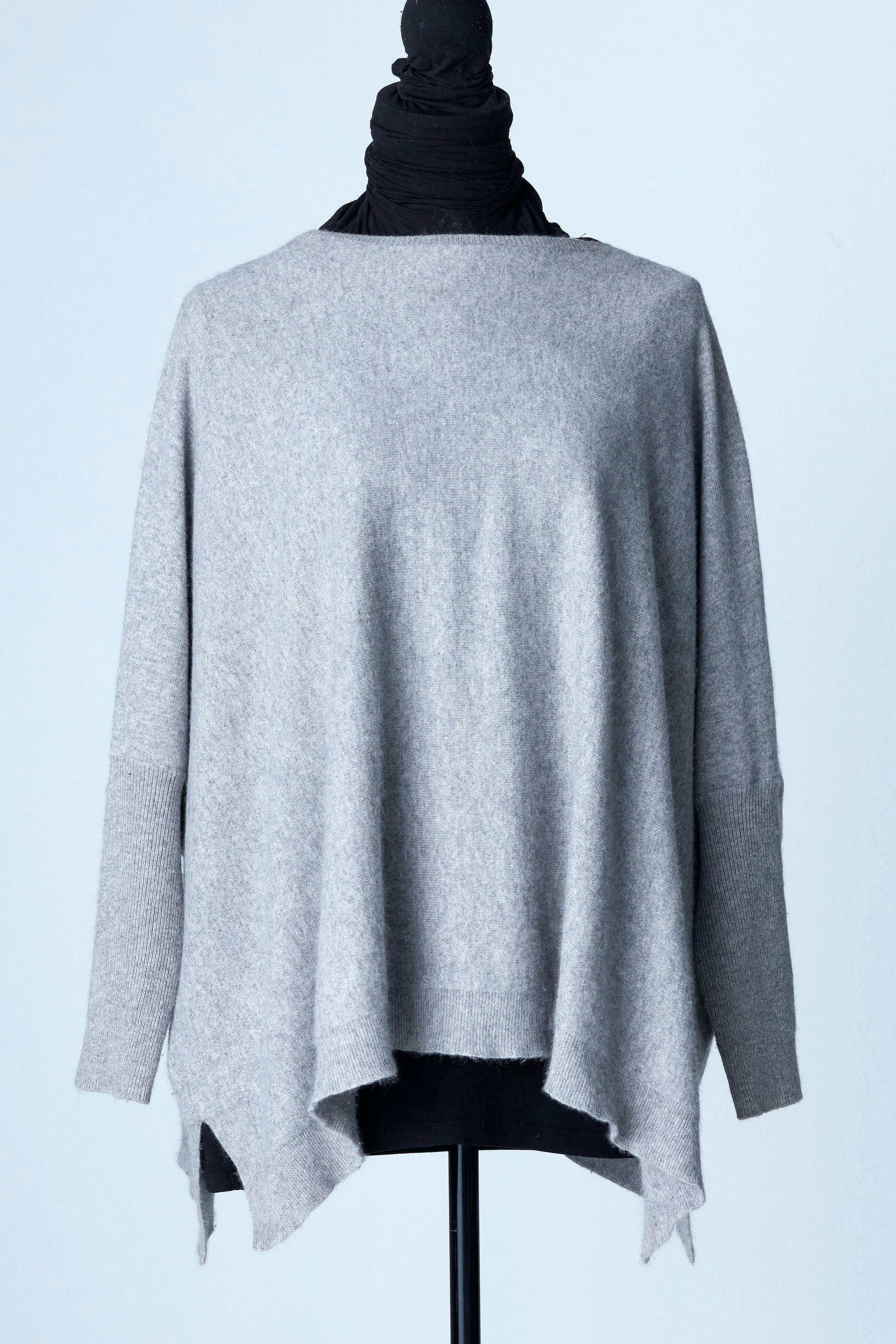Light Grey Poncho Sweater Cashmere