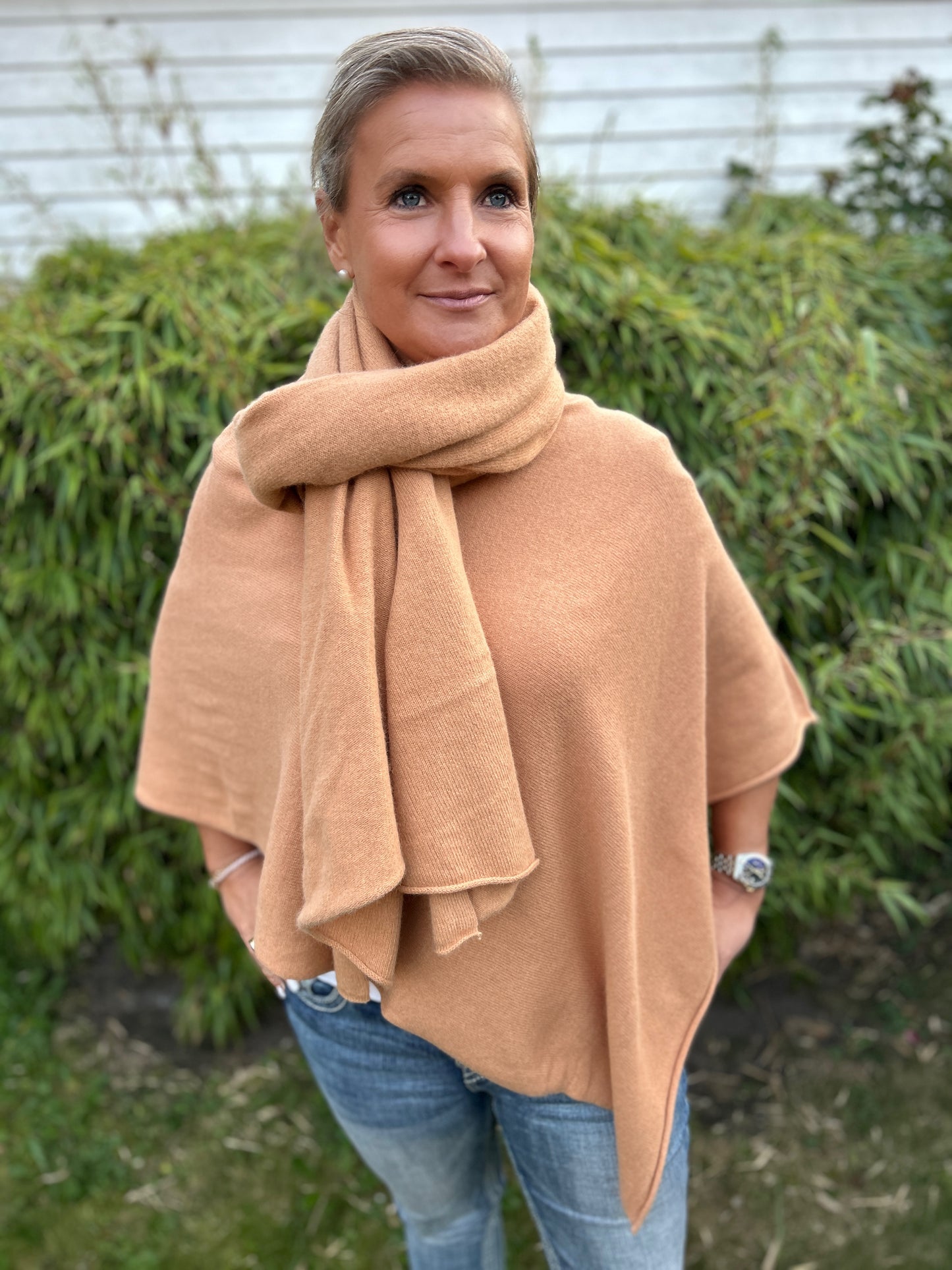 Kamel färgad Poncho + Scarf Kit