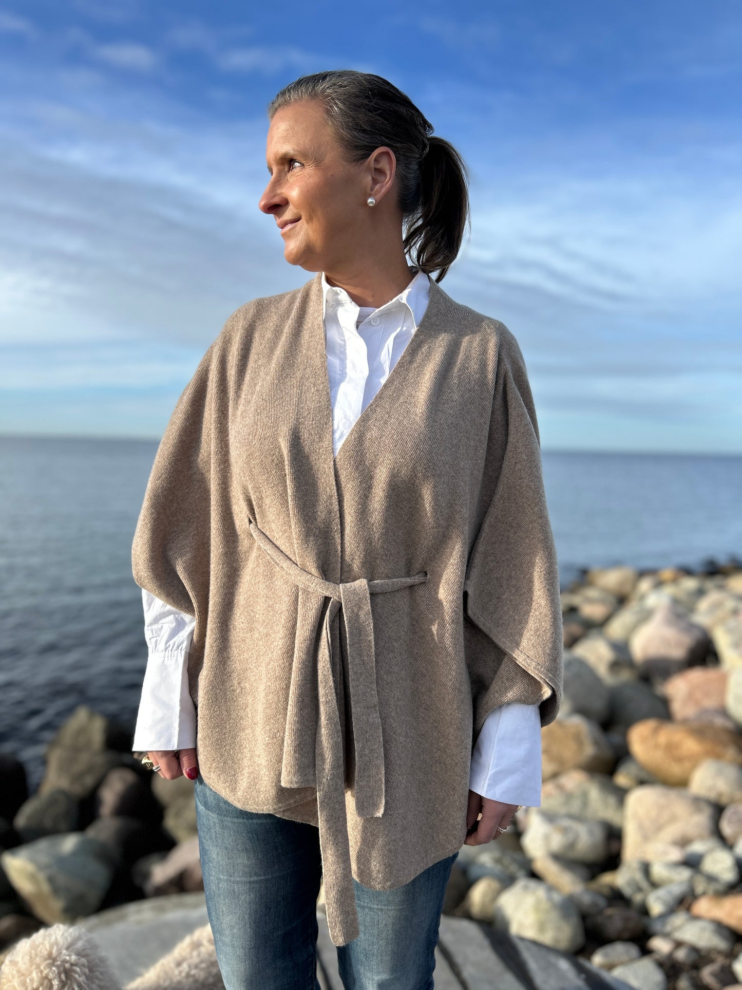 Poncho Cardigan med knytband - Lissy