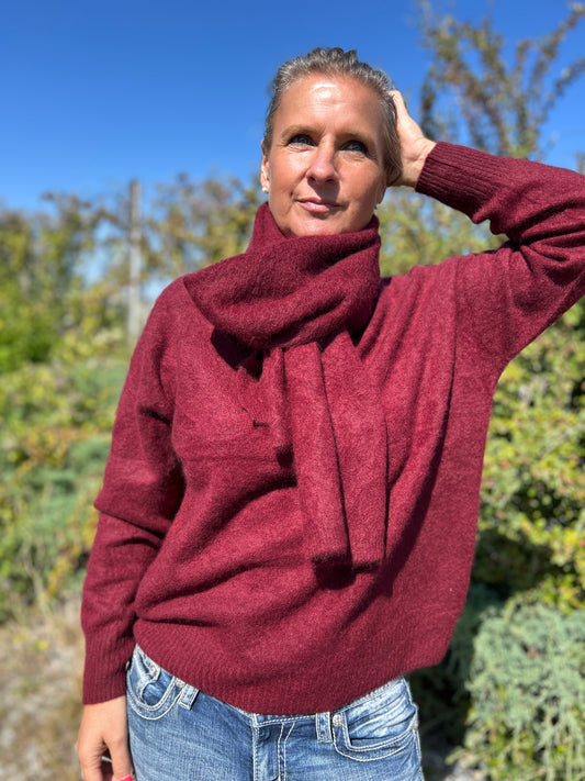 Halsduk kashmir vinröd burgundy
