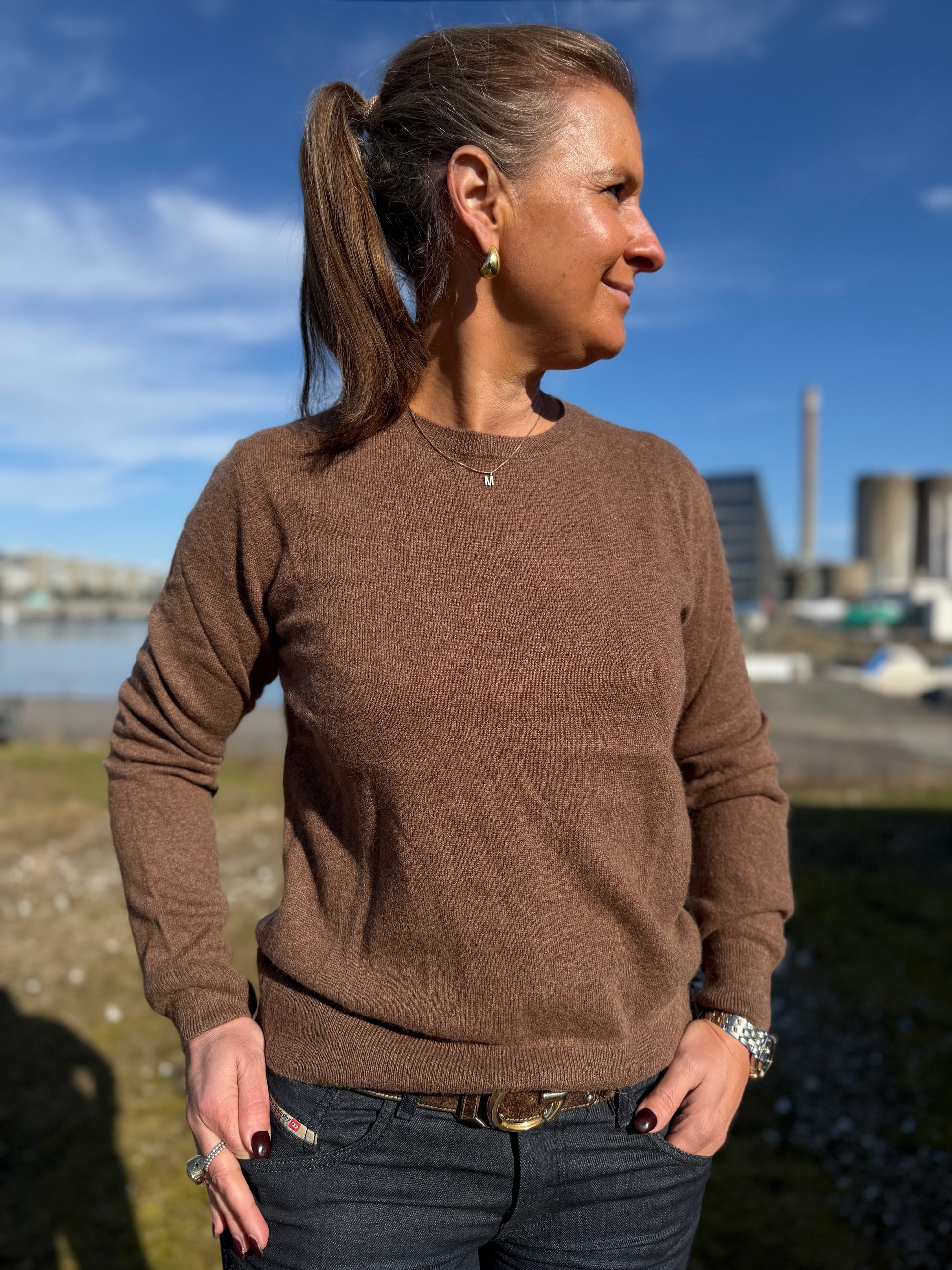 Ljusbrun kashmirtröja dam