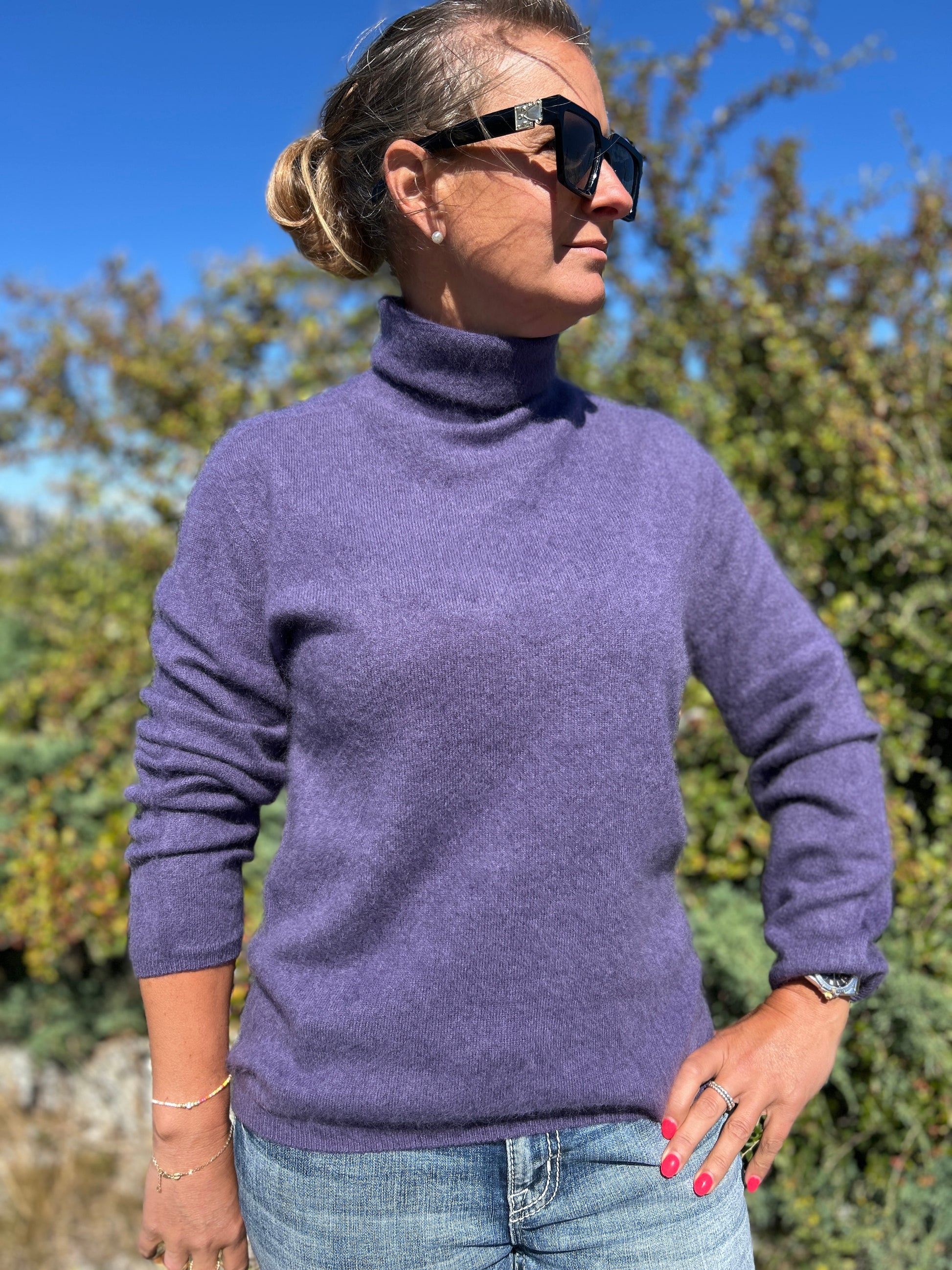 Kashmir polo dam turtleneck i lila