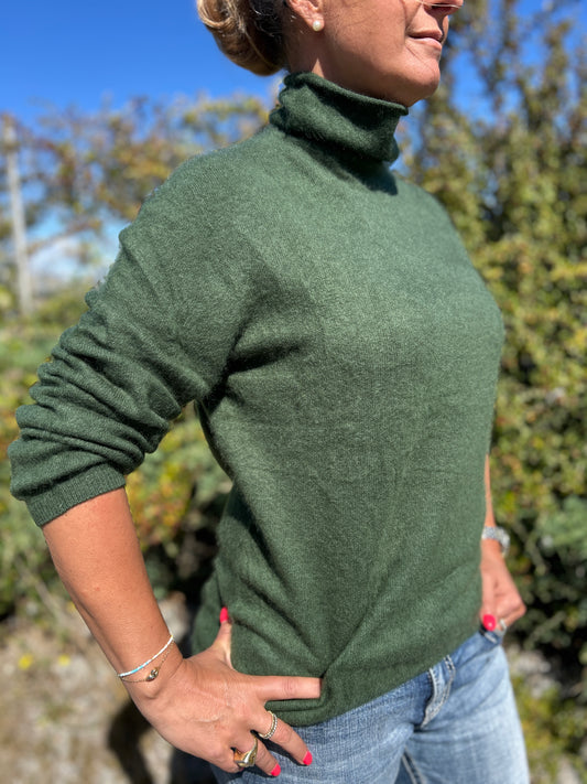 Kashmir polo dam turtleneck i Mörkgrön