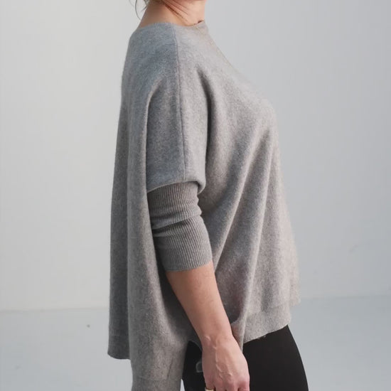 Video Light Grey Poncho Sweater Cashmere