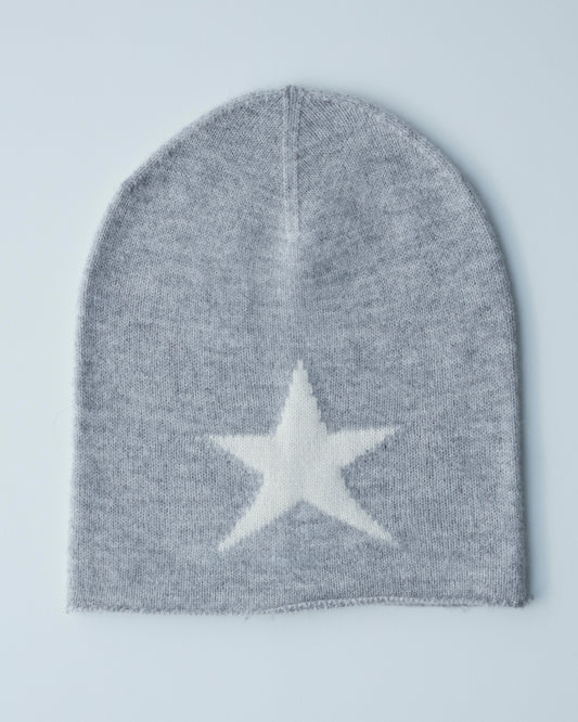 Light Grey Hat with Star Cashmere